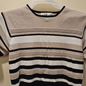 Dress Barn Womens Short Sleeved Dress Top Size Large. Beige White And Black